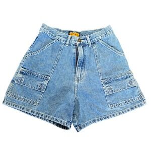 T.C.F.S. Vintage High Rise Utility Shorts Medium Wash Denim Size‎ 7